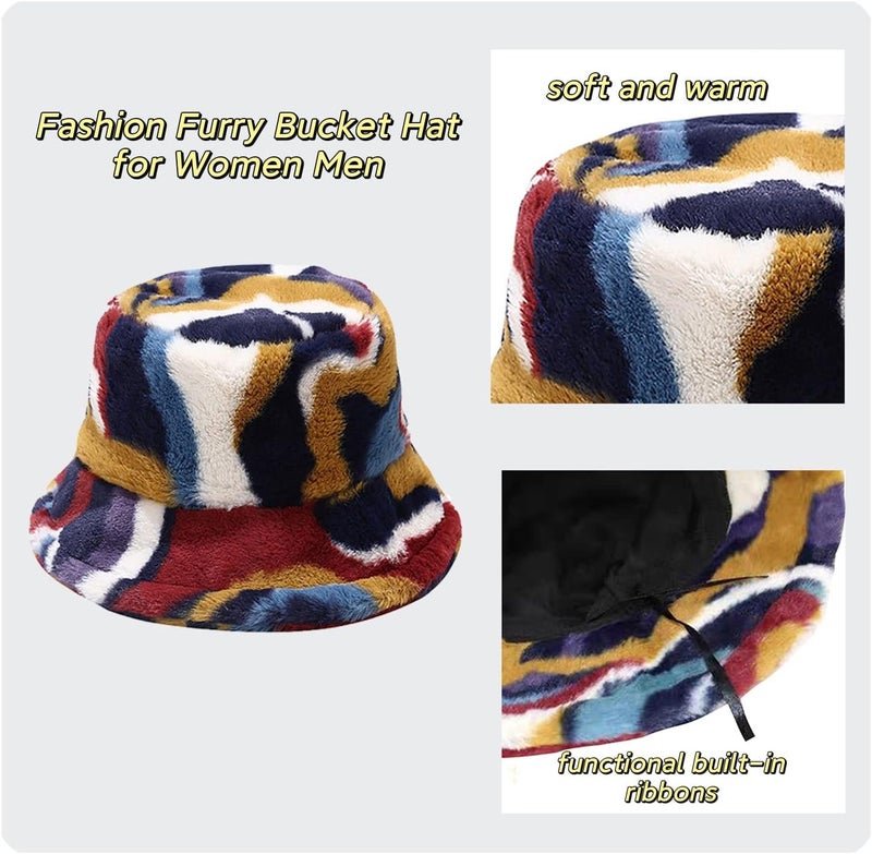 BEARUN Winter Faux Fur Furry Bucket Hat Fluffy Fuzzy Warm Hat Plush Fisherman Hat for Women Men Teens Girls - Image 5
